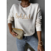 Krémový stylový svetřík JUNGKOOK s výšivkou