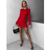 Červené áčkové šaty MILER s dlouhým rukávem