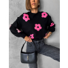 Černý svetřík OTMARIS s květinami