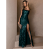 Smaragdové společenské dlouhé flitrované šaty KRYTS