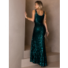 Smaragdové společenské dlouhé flitrované šaty KRYTS
