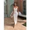 Bílé basic elegantní dlouhé šaty PELUS