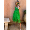 Zelené boho tylové šaty KORILIN s volány