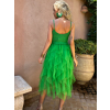 Zelené boho tylové šaty KORILIN s volány