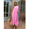 Růžové mušelínové maxi šaty THAD