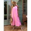Růžové mušelínové maxi šaty THAD