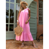 Růžové mušelínové maxi šaty THAD