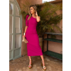 Fuchsiové elegantní šaty ROMANES na jedno rameno