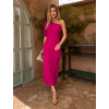 Fuchsiové elegantní šaty ROMANES na jedno rameno