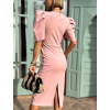 Starorůžové midi elegantní šaty TOLAR s průstřihem