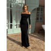 Černé elegantní dlouhé šaty TITHOMOS se spadlými rameny