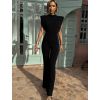 Černý dlouhý elegantní overal TELEFOS s vycpávkami