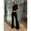 Černý dlouhý elegantní overal TELEFOS s vycpávkami
