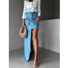 Modrá dlouhá džínová cargo sukně EZGI