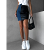 Tmavě modrá krátká džínová sukně CILAS s koženkou