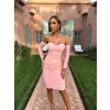 Růžové koktejlové korzetové šaty ROSLYN s řasením