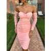 Růžové koktejlové korzetové šaty ROSLYN s řasením
