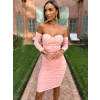 Růžové koktejlové korzetové šaty ROSLYN s řasením