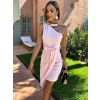 Světle růžové krátké šaty GOLDY na zavazování