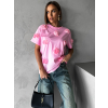 Růžové tričko BAHAR s květinami