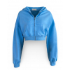 Modrá crop bavlněná krátká mikina JANEIRO na zip