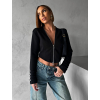 Černý stylový crop blejzr se zipem YELIZ