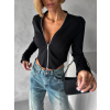 Černý stylový crop blejzr se zipem YELIZ