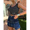 Černý pruhovaný crop top OLOVOT