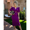 Tmavě fialové elegantní šaty TOLAR s průstřihem