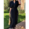 Černé dlouhé elegantní šaty LARSANET s knoflíky
