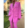 Růžové oversize maxi sako NAKLOV s vycpávkami na ramenou