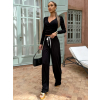 Černé pohodlné kalhoty AJSAL s rozšířenými nohavicemi