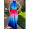 Modrorůžové dlouhé duhové elegantní šaty ANYAS