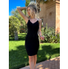 Černé krátké šaty JAKOBINE se zlatým detailem