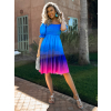 Tmavě modré duhové krátké šaty TOPPER s volánky