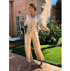 Béžový dlouhý elegantní overal CEDRICEL s páskem