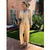 Béžový dlouhý elegantní overal CEDRICEL s páskem