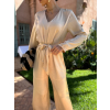 Béžový dlouhý elegantní overal CEDRICEL s páskem