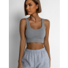 Šedý basic krátký sportovní top ROJELIO