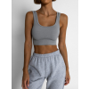 Šedý basic krátký sportovní top ROJELIO