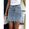 Třpytivá krátká džínová sukně LECOLE s kamínky