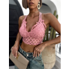 Starorůžový romantický krajkovaný crop top SUMM