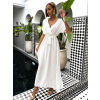 Bílé maxi elegantní šaty FEYLING se zavazováním