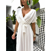 Bílé maxi elegantní šaty FEYLING se zavazováním