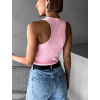 Růžové žebrované tílko LORETA s výstřihem