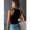 Černý žebrovaný top VELICORA se zipy