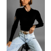 Černý žebrovaný top EBRU s dlouhým rukávem