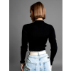 Černý žebrovaný top EBRU s dlouhým rukávem
